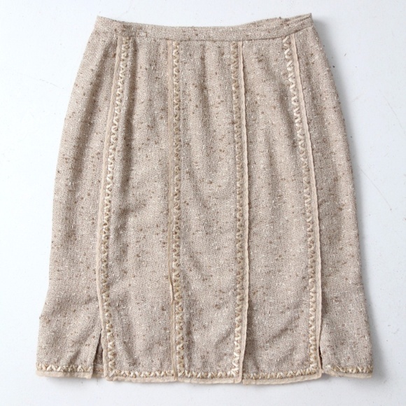 Oscar de la Renta ribbon tweed skirt size 8